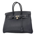 Hermes Handbag Birkin 35 Togo Blue Nuit Silver