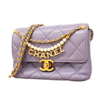 Chanel Shoulder Bag Quilted Lambskin Purple Gold