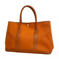 Hermes Tote Garden Party PM Toile Officier Orange Silver