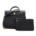 Hermes Handbag Herbag Zip PM Black Gold 2-Way