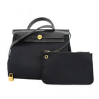 Hermes Handbag Herbag Zip PM Black Gold 2-Way