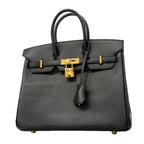 Hermes Handbag Birkin 25 Veau Epsom Black Gold