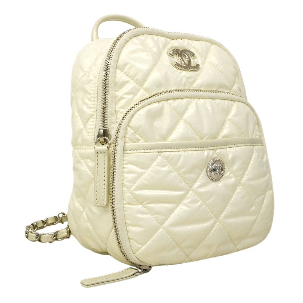 Chanel Backpack Nylon White Silver — view 2