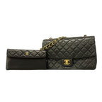 Chanel Shoulder Bag Quilted Lambskin Black Gold
