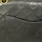 Chanel Shoulder Bag Quilted Lambskin Black Gold — view 8