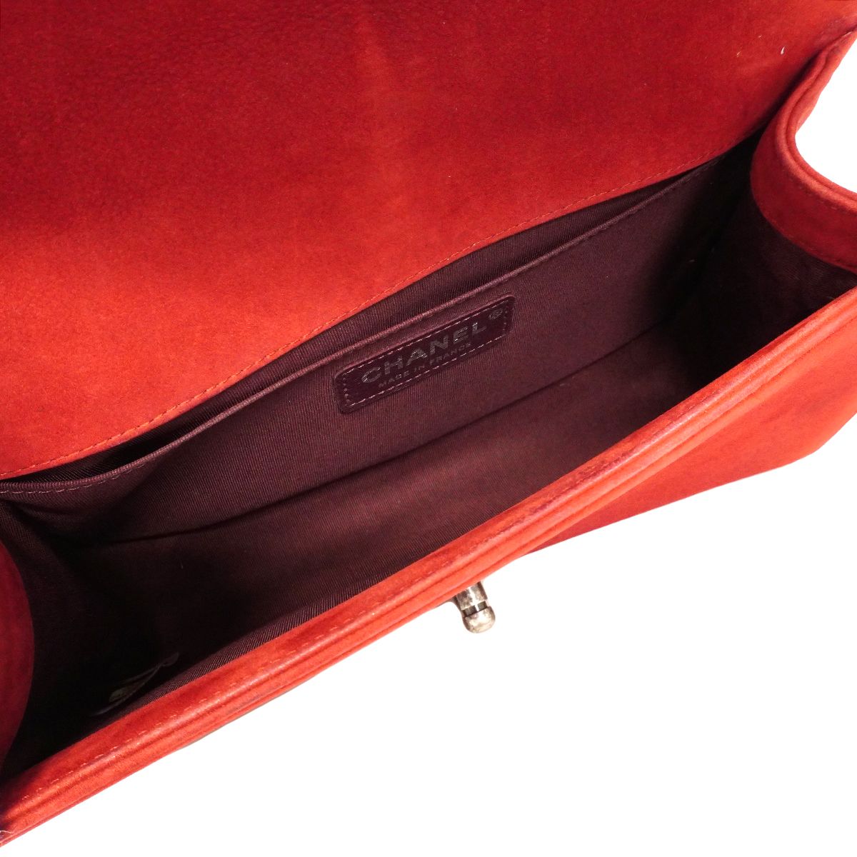 Chanel Shoulder Bag Boy Stitch Leather Red Silver — view 4