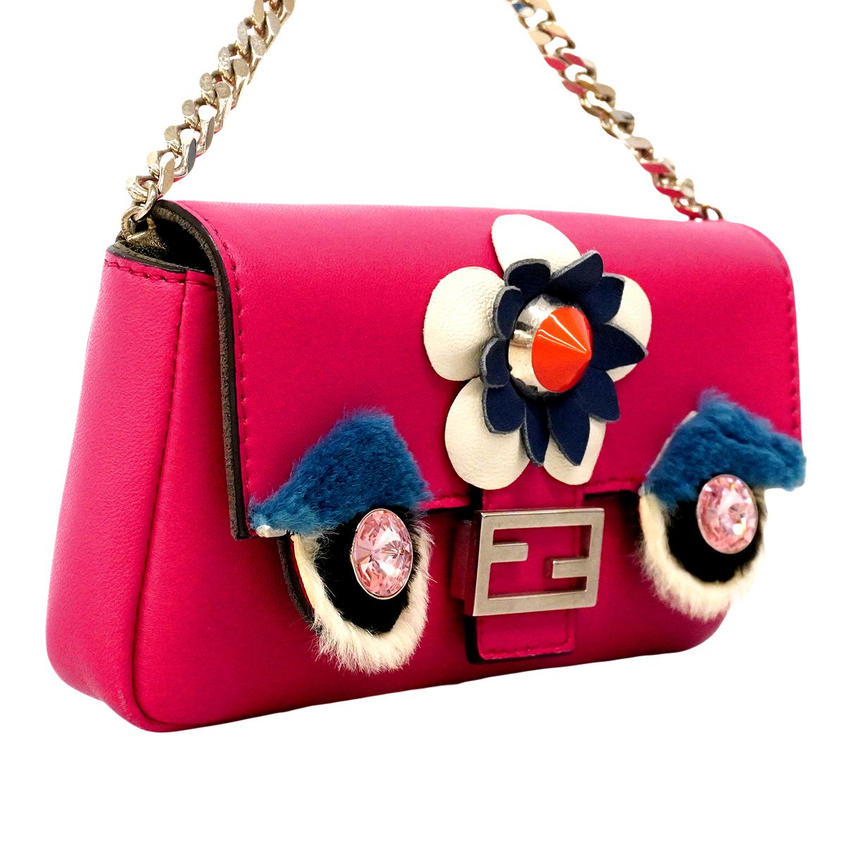 Fendi Handbag Mon Star Micro Bucket Leather Pink Silver — view 2