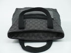 Gucci GG Canvas Leather Shoulder Bag Tote Black Second — view 5