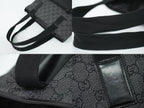 Gucci GG Canvas Leather Shoulder Bag Tote Black Second — view 6