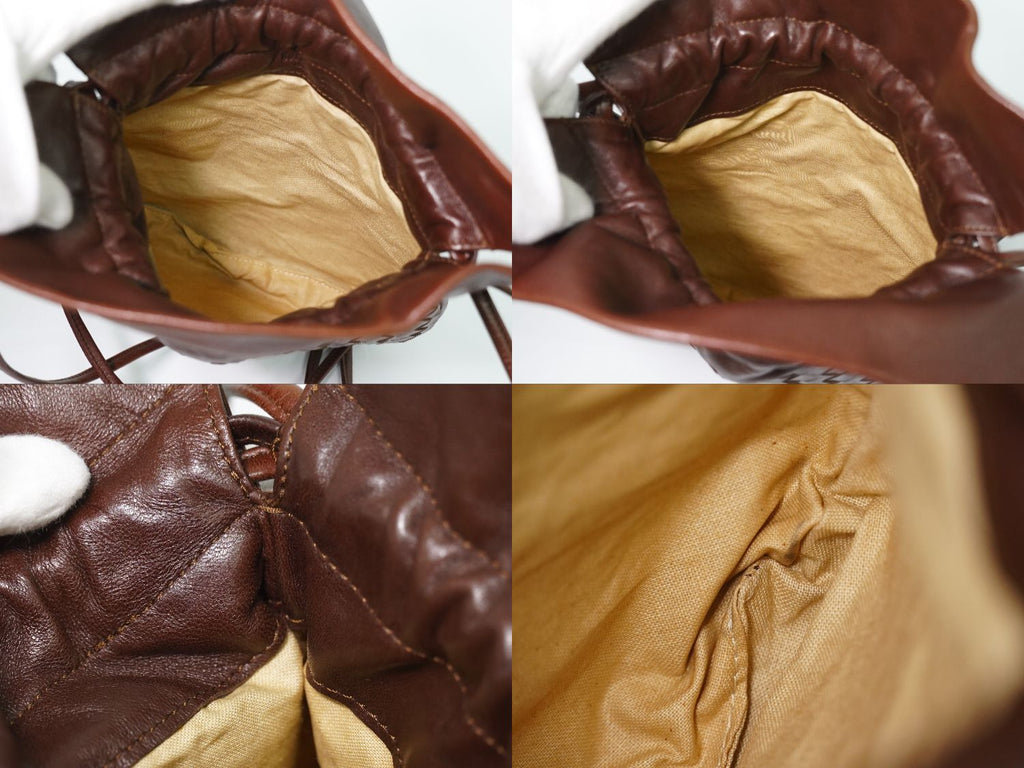 Bottega Veneta Intrecciato Drawstring Shoulder Bag Pochette Leather Brown Second — view 8