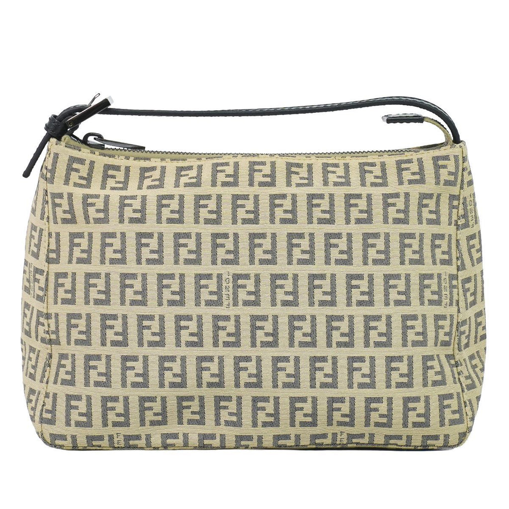 Fendi Pouch Mini Handbag Canvas Beige Zucchino Second