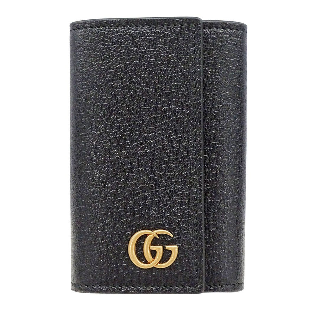 Gucci Key Case Petite Marmont Leather Black Key Simple Logo Key Holder