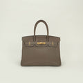 Hermes Birkin 30 Tote Togo Etoupe Gray Gold
