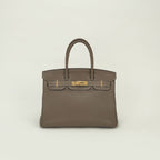 Hermes Birkin 30 Tote Togo Etoupe Gray Gold