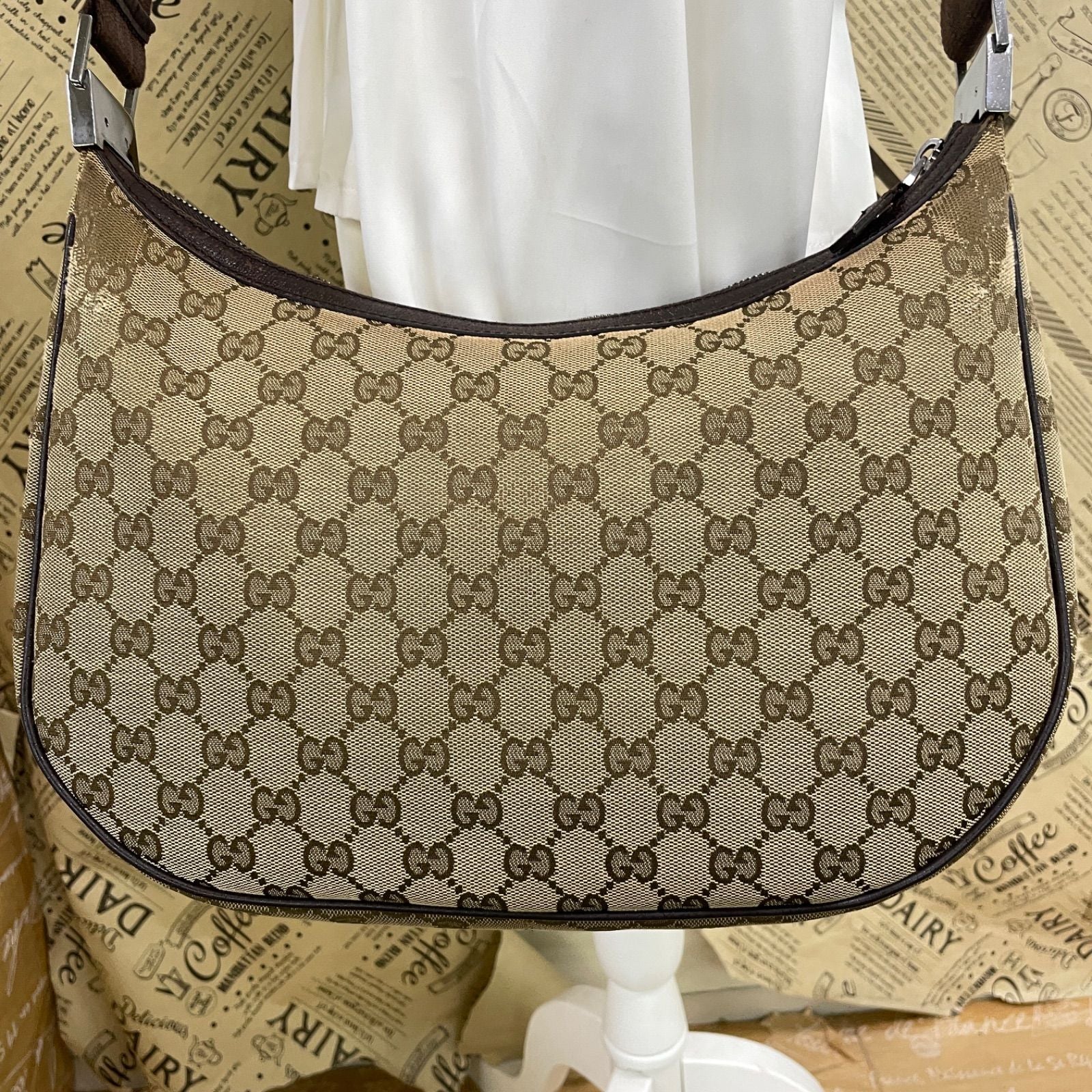 Gucci GG Canvas Shoulder Bag Utility Brown — view 2