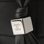 Chanel Stand Leather Chocolate Bar Fringe Handbag Black — view 9