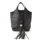 Chanel Stand Leather Chocolate Bar Fringe Handbag Black