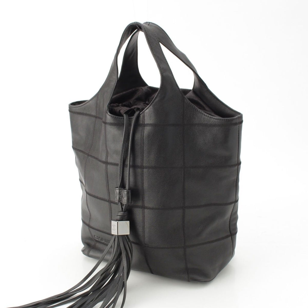 Chanel Stand Leather Chocolate Bar Fringe Handbag Black — view 2