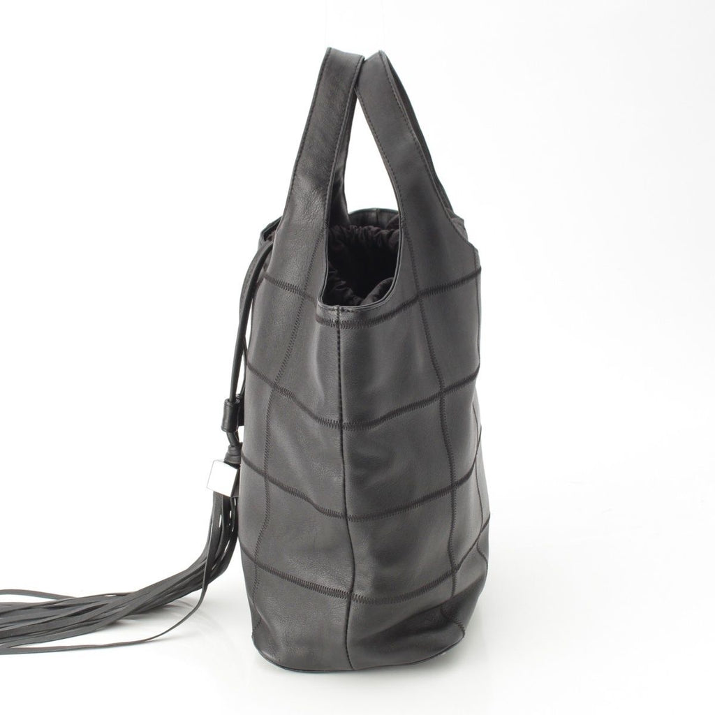 Chanel Stand Leather Chocolate Bar Fringe Handbag Black — view 3