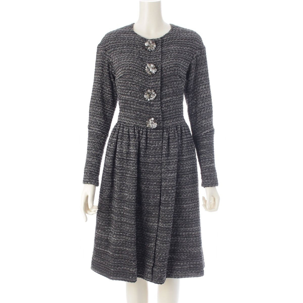 Chanel Tweed Karl Lagerfeld tan Long Dress Gray 34