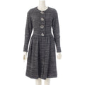 Chanel Tweed Karl Lagerfeld tan Long Dress Gray 34