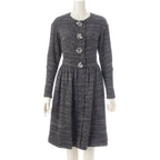 Chanel Tweed Karl Lagerfeld tan Long Dress Gray 34
