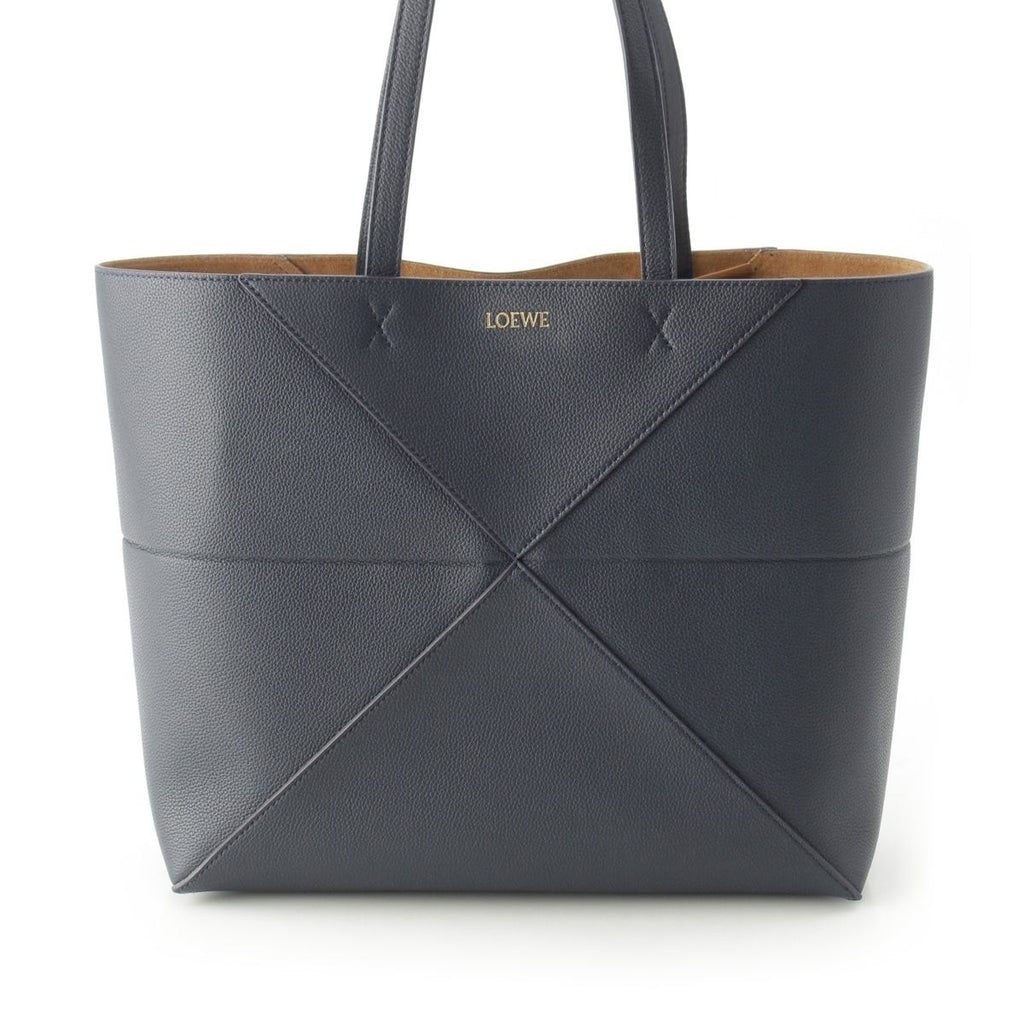 Loewe Puzzle Fold Horizontal Soft Grain Calf Tote Darknavy — view 2