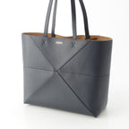 Loewe Puzzle Fold Horizontal Soft Grain Calf Tote Darknavy — view 3