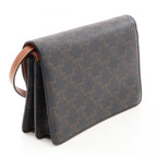 Celine Shoulder Bag Tan Triomphe Black Brown Canvas Leather — view 2