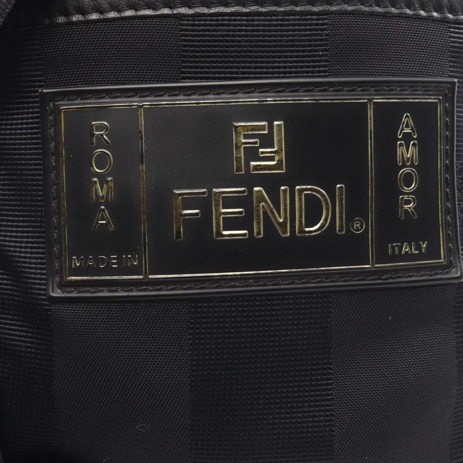Fendi Shoulder Bag Pecan Black Nylon Leather — view 5