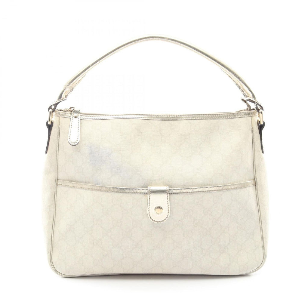 Gucci Shoulder Bag GG Supreme Ivory Gold Canvas Leather