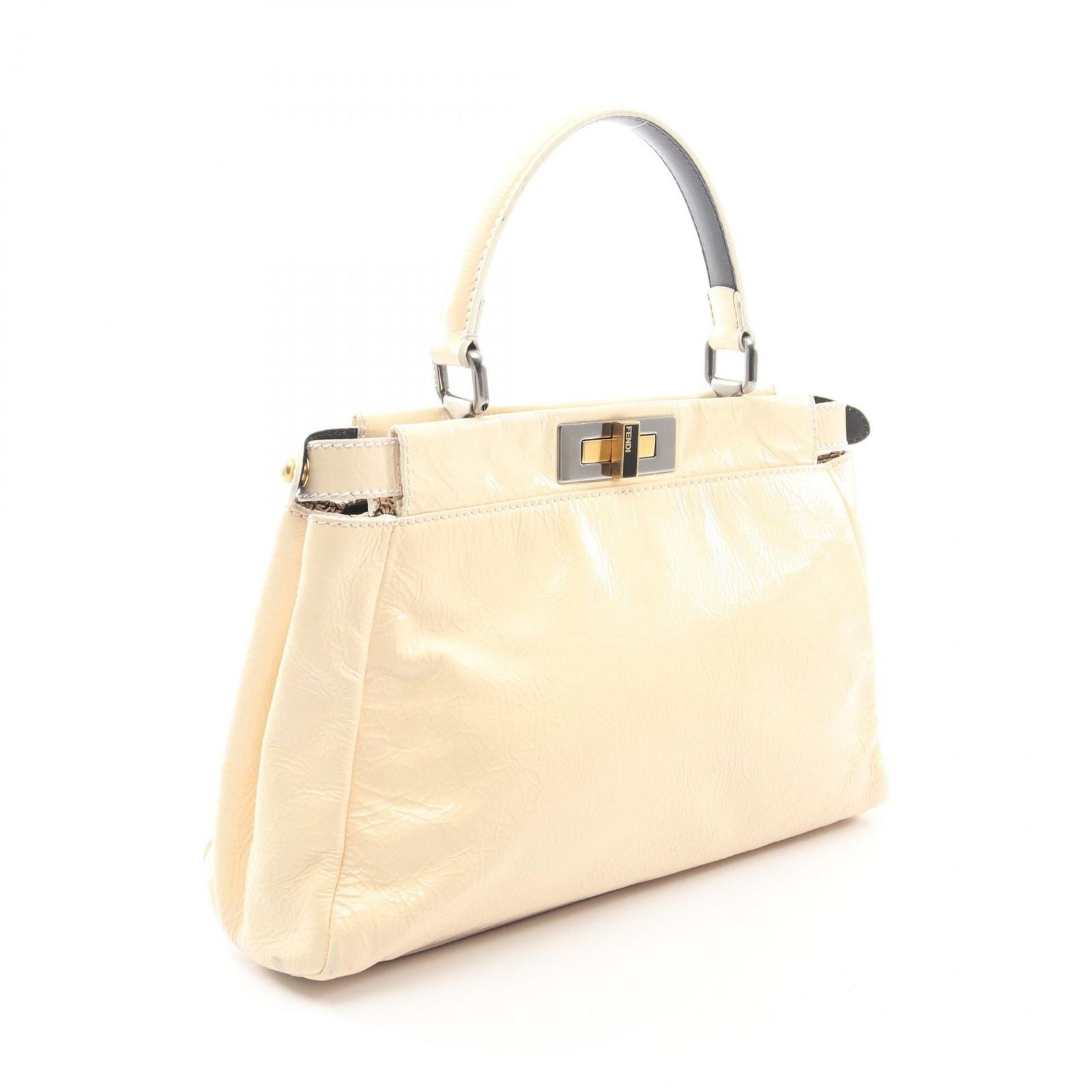 Fendi Peekaboo 2-Way Ivory Patent Leather Midi Ampeekaboo Shoulder — view 2