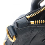 Prada Tote Vitello Daino 2-Way Navy Leather Metal Logo — view 5