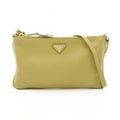 Prada Shoulder Bag Soft Grain Pistachio Green Leather Triangle Logo