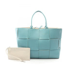 Bottega Veneta Tote the Arco Large Intrecciato Light Blue Leather