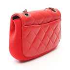Chanel Shoulder Bag Quilted Small Red Leather Wool Chain — view 2