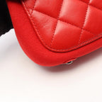 Chanel Shoulder Bag Quilted Small Red Leather Wool Chain — view 8