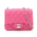 Chanel Shoulder Bag Mini Quilted Fuchsia Pink Caviar Leather Chain