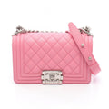 Chanel Shoulder Bag Boy Small Pink Caviar Leather Chain