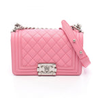 Chanel Shoulder Bag Boy Small Pink Caviar Leather Chain