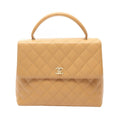 Chanel Handbag Quilted Beige Caviar Leather Top Handle