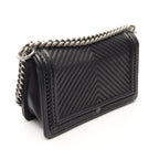 Chanel Shoulder Bag Boy Black Leather Boy Stitch Chain — view 2