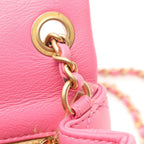Chanel Shoulder Bag Quilted Pink Leather Mini Chain — view 6