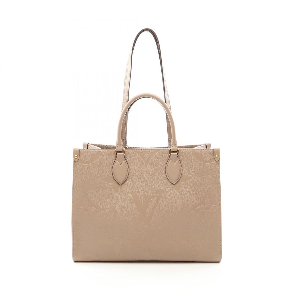 Louis Vuitton Tote On The Go MM Monogram Empreinte Tourterelle 2-Way Leather