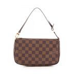 Louis Vuitton Handbag Pochette Soir Damier Ebene Canvas Leather