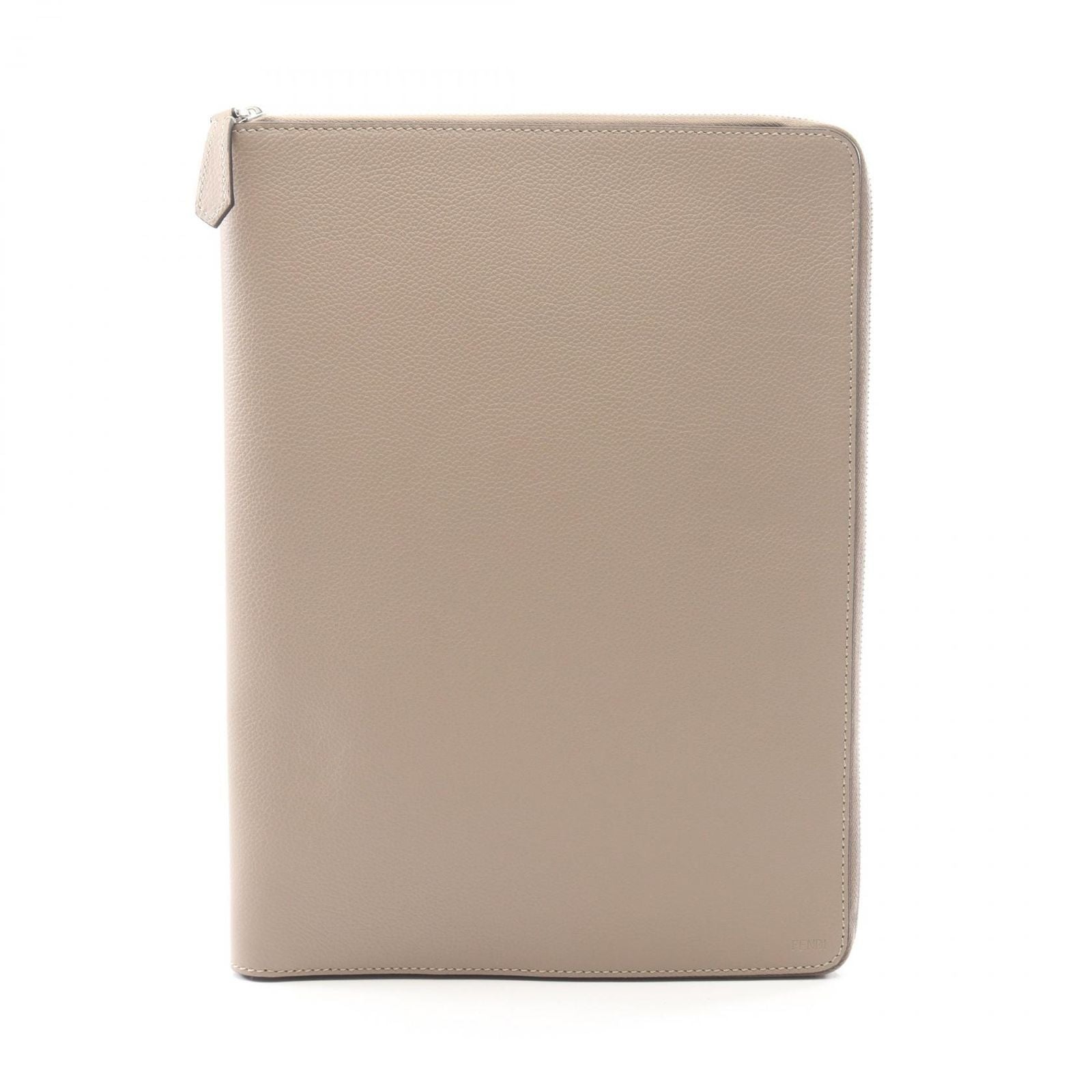 Fendi Secondbag Clutch Gray Ju Leather Pouch