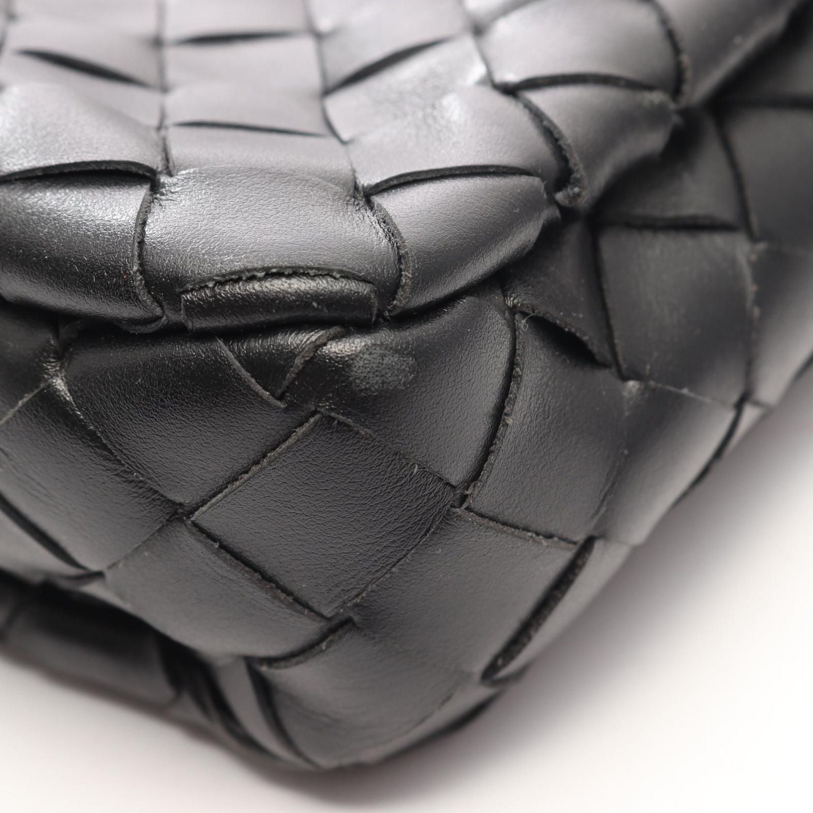 Bottega Veneta Shoulder Bag Messengerbag Intrecciato 2-Way Black Leather — view 5