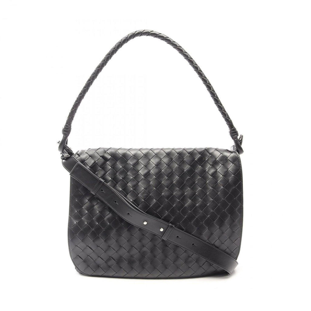 Bottega Veneta Shoulder Bag Messengerbag Intrecciato 2-Way Black Leather