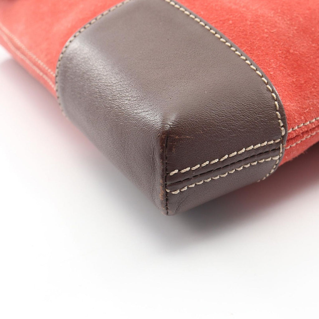 Loewe Shoulder Bag Anagram Red Brown Suede Leather — view 7