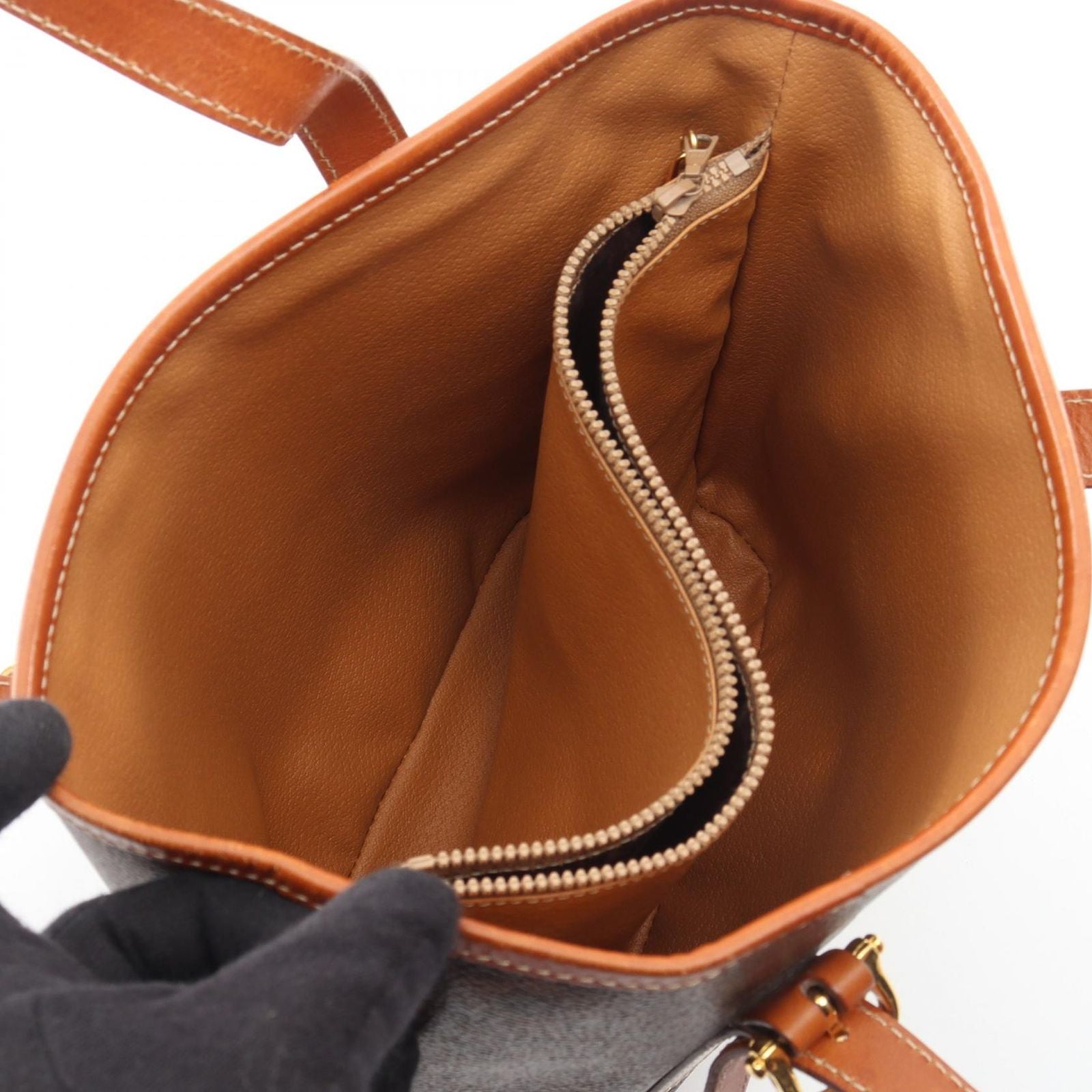 Celine Tote Macadam Brown Coatingcanvas Leather Handbag — view 3